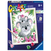 Ravensburger CreArt Koala Cuties Painting By Numbers Kit-Easy-to-see coloured outlines distinguish each section, helping kids achieve great results