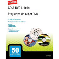 Staples CD/DVD Media Labels - 50-Pack-Create custom labels for CDs and DVDs