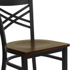 Flash Furniture HERCULES Series Black "X" Back Metal Restaurant Chair - Mahogany Wood Seat-.625'' Thick Plywood Seat