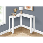 Monarch Specialties 3656 Corner Console Accent Table - White-This item has no shelves