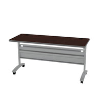Heartwood Training Table 60" x 24" - Mahogany-Colour: Metallic Silver Base / Figured Mahogany Top