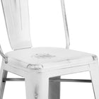 Flash Furniture 24" High Distressed Metal Indoor-Outdoor Counter Height Stool with Back - White-Distressed White Powder Coat Finish