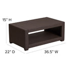 Flash Furniture Chocolate Brown Faux Rattan Coffee Table-Durable Resin Frame Construction