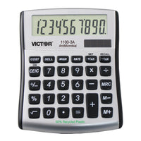Victor 10-Digit Desktop Calculator - Silver/Black-Large 10-digit angled LCD display