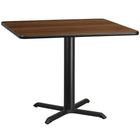 Flash Furniture 42" Square Walnut Laminate Table Top with 33" x 33" Table Height Base-Hospitality Table