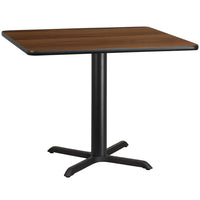 Flash Furniture 42" Square Walnut Laminate Table Top with 33" x 33" Table Height Base-Hospitality Table
