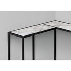 Monarch Specialties 2159 Accent Table - 36"L/White Marble/Black Corner Console-Slender yet sturdy black metal frame provides support