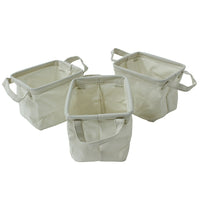 Cathay Importers Canvas Rectangle Storage Basket, 5"H x 6"W x 5"D, 3 Pack-Dimensions: 5" H x 6" W x 5" D