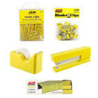 JAM Paper Office Starter Desk Kit, Yellow (338756ye)-Includes paper clips, binder clips, tape dispenser, stapler, and staples