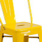 Flash Furniture Commercial Grade 24" High Metal Indoor-Outdoor Counter Height Stool with Back - Yellow-Footrest with Floor Protector Plastic Glides
