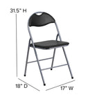 Flash Furniture HERCULES Vinyl Metal Folding Chair with Carrying Handle - Black - 4 Pack-Designed for Commercial or Residential Use