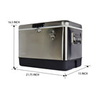 Koolatron Stainless Steel Ice Chest Cooler with Bottle Opener - 51 L-Solid steel latch