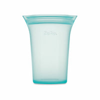 Zip Top Reusable Platinum Silicone Containers - Large Cup - Teal-Top & Bottom Shelf Dishwasher Safe