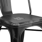 Flash Furniture Distressed Black Metal Indoor-Outdoor Stackable Chair-Seat Size: 12'' - 14''W x 14''D