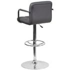 Flash Furniture Contemporary Grey Quilted Vinyl Adjustable Height Barstool with Arms & Chrome Base-Quilted Design Covering