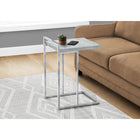 Monarch Specialties 3639 Accent Table - 25"H/Grey Cement/Chrome Metal-Product dimensions: 26.5" H x 16" W x 18.25" L