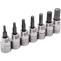 Dynamic Tools 3/8" Drive 7 Piece SAE, Standard Length, Hex Socket Set, 1/8" - 3/8'-Contains: 1/8", 5/32", 3/16", 7/32", 1/4", 5/16", 3/8"