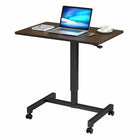 FitDesk Adjustable Mobile Standing Desk - Brown-Sit Stand Adjustable Mobile Desk
