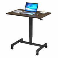 FitDesk Adjustable Mobile Standing Desk - Brown-Sit Stand Adjustable Mobile Desk
