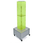 Azar Displays 40" x 8" x 8" 4-Sided Interlocking Pegboard Display Tower with Wheels, Green (703386-GRE)-Revolves on a wheeled metal base