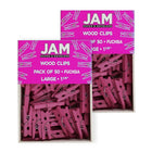 JAM Paper Wood Clothing Pin Clips, Medium, 1 1/8, Fuchsia Pink, 2 Packs of 50, 100 Total (230729149a)-Fuchsia Pink-coated Wood