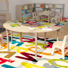 Flash Furniture Bright Beginnings 59" Commercial Grade Wooden Half Circle Adjustable Height Classroom Activity Table - Beech-Assembles in 35 Minutes or Less