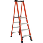 Louisville Ladder 7' Industrial Extra Heavy-Duty Fibreglass Pro Platform Stepladder FXP1800 Series, Stainless Steel (FXP1804HD)-Nominal Height: 7'