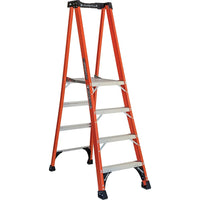 Louisville Ladder 7' Industrial Extra Heavy-Duty Fibreglass Pro Platform Stepladder FXP1800 Series, Stainless Steel (FXP1804HD)-Nominal Height: 7'