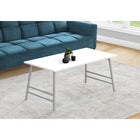 Monarch Specialties 3790 Coffee Table - 40"L/White/Silver Metal-THOUGHTFUL DETAILS - Clean lines and a thoughtful design make this coffee table ideal for small spaces.
