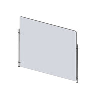 Mark Maker Rod Sneeze Guard - 35.5" W x 31.5" H panel 1/4" Clear Acrylic and 24" high aluminum rod set - no pass through-Optimal social distancing between two groups of people