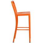 Flash Furniture 30" High Orange Metal Indoor-Outdoor Barstool with Vertical Slat Back-Vertical Slat Back
