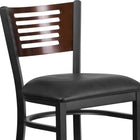 Flash Furniture HERCULES Series Black Slat Back Metal Restaurant Barstool - Walnut Wood Back, Black Vinyl Seat-CA117 Fire Retardant Foam