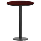 Flash Furniture 30" Round Mahogany Laminate Table Top with 18" Round Bar Height Table Base-Bar Height Hospitality Table