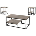 Monarch Specialties 7960P Table Set - 3Pcs Set/Dark Taupe/Black Metal-3 piece table set includes a coffee table with two matching end tables