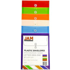 JAM Paper Plastic Envelopes, Button and String Tie Closure, 9.75x11.75, Assorted Colors, 3 sets of 6 (118B1assrtdg)-Made from smooth semi-translucent plastic. Scratch, water, and tear resistant