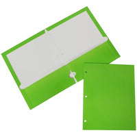 JAM Paper Glossy 2 Pocket 3 Hole Punched Folders, Lime Green, 100 Pack (385GHPLIB)-Dimension: 11-1/2"h x 9.2"w x 1/5"d