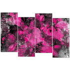 Designart Pink Flower Petals 4-Panel Canvas Art Print, (PT3406-4-271)-Print