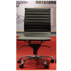 Plata Import Antoni Office Chair Leather Upholstery Low Back Armless Metal Frame - Black-Aluminum Frame Construction