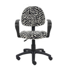 Nicer Furniture Perfect Posture Deluxe Microfiber Task Chair with Loop Arms - Zebra-The seat comes in durable and easy-to-clean microfiber