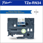 Brother Genuine TZERN34 Decorative Gold on Navy Blue Satin Ribbon for P-touch Label Makers, 12 mm wide x 4 m long-Perfect for adding your own personal, decorative touch to gift-wrapping, party favours, home décor, scrapbooking, craft projects and more