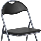Flash Furniture HERCULES Vinyl Metal Folding Chair with Carrying Handle - Black - 4 Pack-Silver Frame Finish