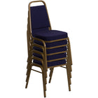 Flash Furniture HERCULES Series Trapezoidal Back Stacking Banquet Chair in Navy Patterned Fabric - Gold Frame-Seamless Back Panel