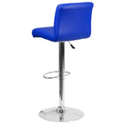 Flash Furniture Contemporary Blue Vinyl Adjustable Height Barstool with Rolled Seat & Chrome Base-Exposed Embellished Stitching on Back