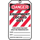 Lockout Safety Tags, Danger; Equipment locked out, SAU802, 25 Pack-Language - English