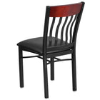 Flash Furniture Eclipse Series Vertical Back Black Metal & Mahogany Wood Restaurant Chair with Black Vinyl Seat-Black Vinyl Upholstered Seat