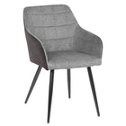 My Home My Living Faux Leather/Polyester Arm Chair - Grey - 2 Pack-The front seat and backrest are upholstered in light grey polyester fabric