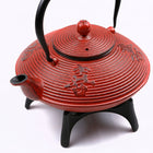 Tao Tea Leaf Large Cast Iron Tea Pot with Stand, Loose Leaf, 1.15L, Red-Red colour with stand