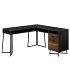 Sauder 57"W Canton Lane L-Desk - Grand Walnut-Durable, 1" thick top.