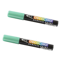 Marvy Uchida Chisel-Tip Acrylic Paint Marker - Metallic Green - 2 Pack-Colour: Metallic Green (Teal Aqua)