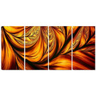 Designart Golden Leaf 4-Panel Abstract Canvas Art Print, (PT3096-271)-Print